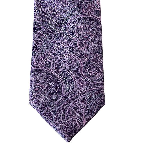 Pronto Uomo Silk Mens Necktie Tie Purple Easter Rockabilly Paisley Print 59 Inch - Picture 1 of 10
